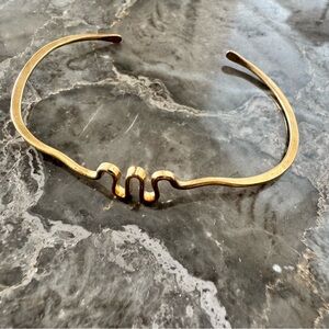 Gold Minimalist Open Cuff Bracelet with Central Accent